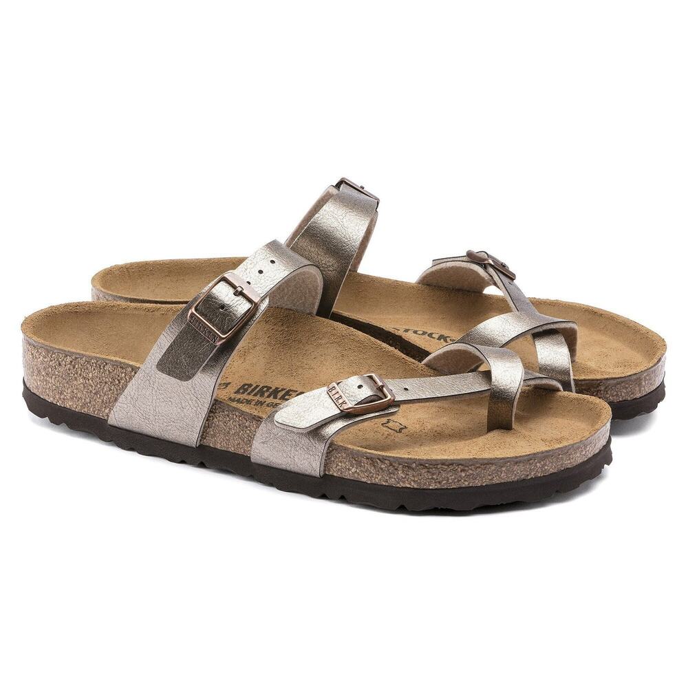 Birkenstock Mayari Metallic Graceful Taupe Leather Sandals EU 41 US 10-10.5